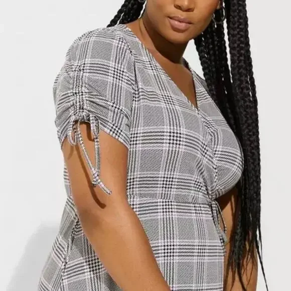 Torrid Purple Houndstooth Plaid Midi Studio Wrap Dress 2X 18491205 - Picture 15 of 15